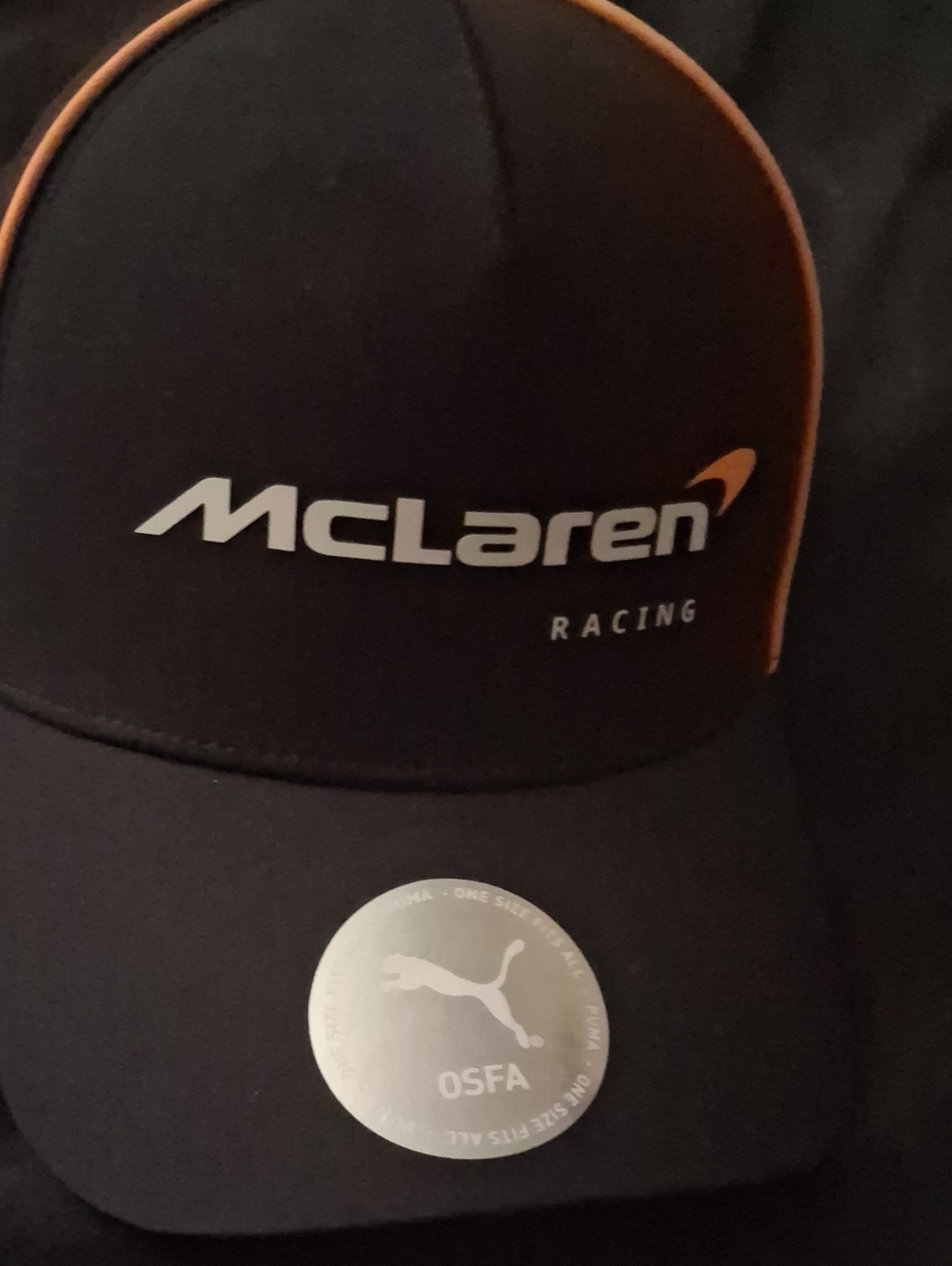 Puma X McLaren Racing Black Cap with Orange Trim